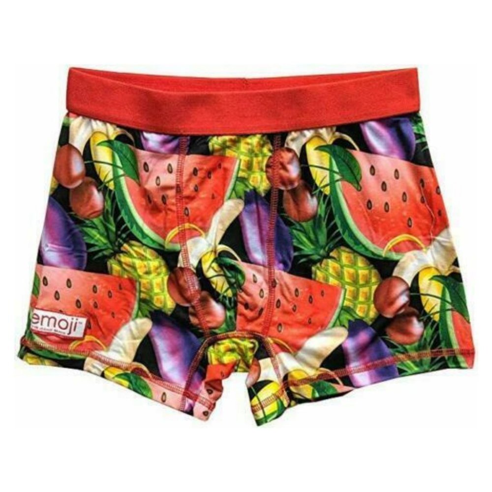Emoji Boxer Briefs Funny Fruit All Over Print NWT